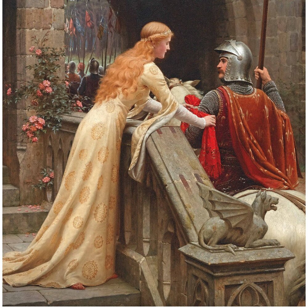 GODSPEED Art Print: 8"by10" Reproduction. Medieval Castle Scene, Knight & Horse